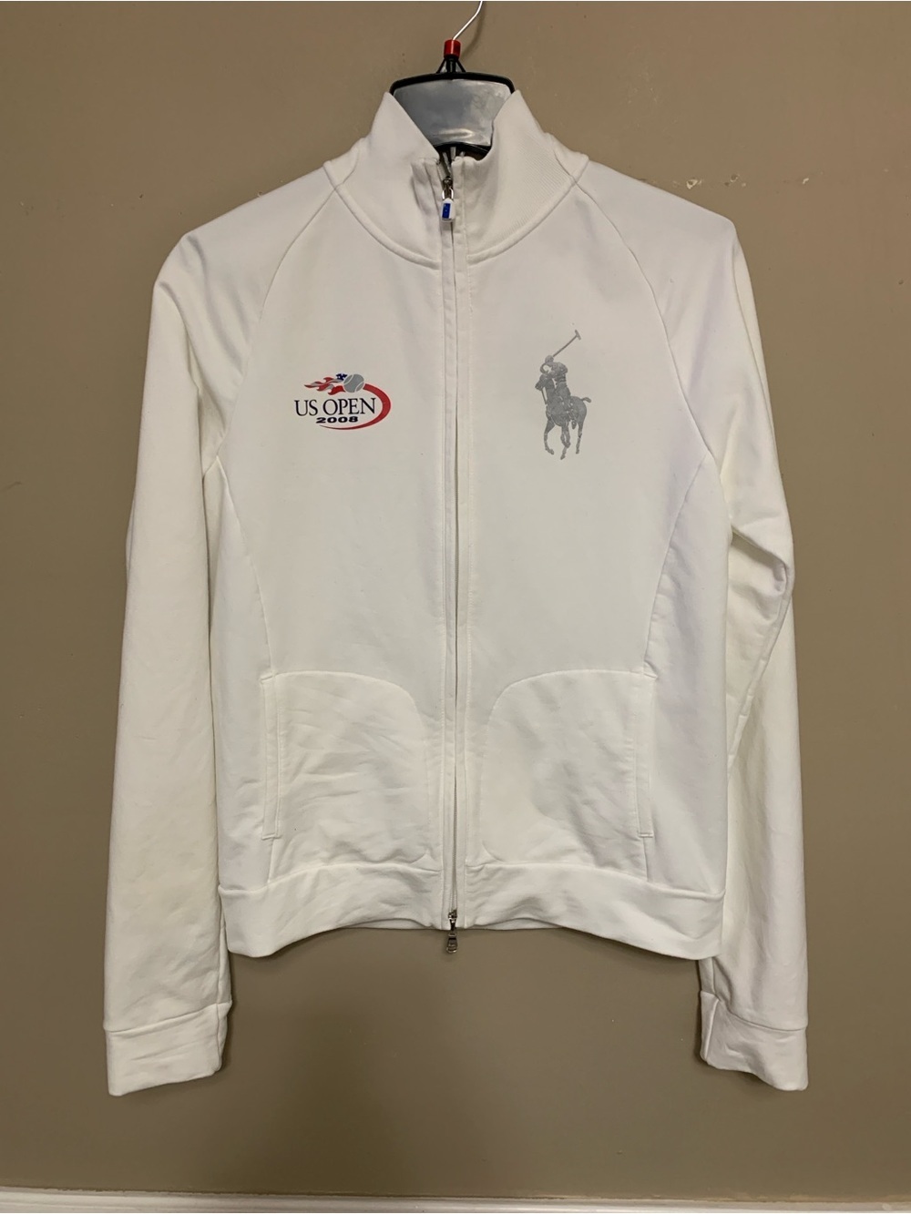 RLX Ralph Lauren Women’s White US Open 2008 Zip-Front Large Jacket Tennis  Sport